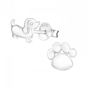 HT Sterling Silver Studs Daschund and paw