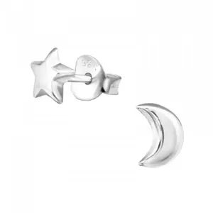 HT Sterling Silver Studs Moon & Star