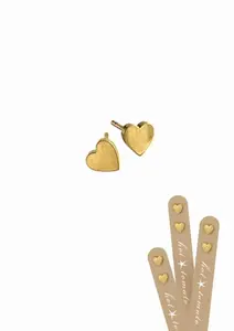 Mini Heart Studs - Stainless Steel W/Worn Gold Finish