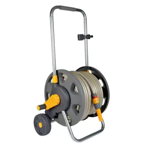 Hozelock Metal Hose Cart With 50M Hose & Gun