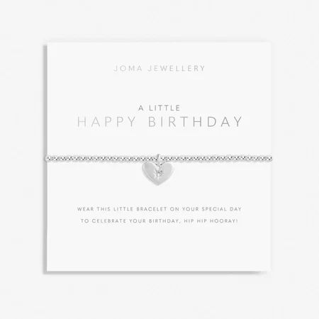 A Little' Happy Birthday' Silver Plated & Gold Stretch Bracelet 17.5cm