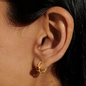 BIRTHSTONE HOOP EARRING | JANUARY | Gold Plated | Earrings - image 3