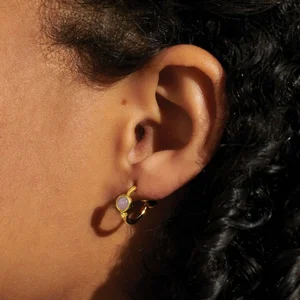 Joma 'Birthstone' Gold Plated Hoop Earrings - July - image 3