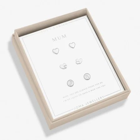 LIFE'S A CHARM MUM Silver Plated 3 Pairs of Earrings - image 1