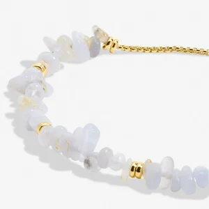 MANIFESTONES | BLUE AGATE | Gold Plated | Bracelet | 24.5cm adjustable - image 2