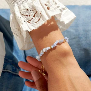 MANIFESTONES | BLUE AGATE | Gold Plated | Bracelet | 24.5cm adjustable - image 3