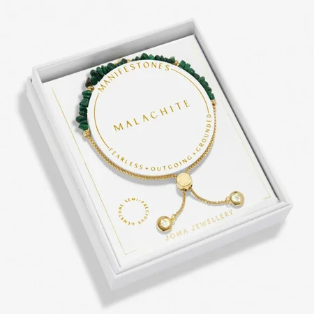 Manifestones ' Malachite' Gold Plated Adjustable Bracelet 24.5cm - image 1