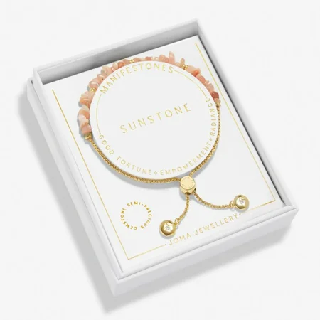 Manifestones ' Sunstone' Gold Plated Adjustable Bracelet 24.5cm - image 1