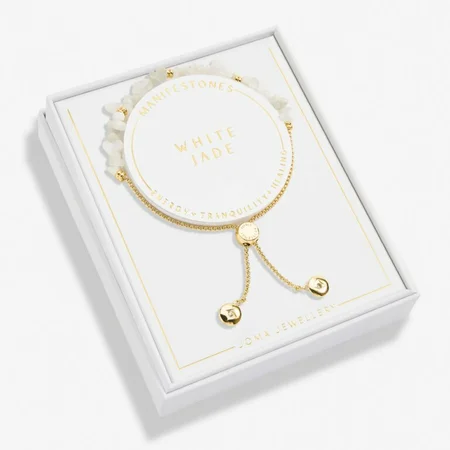 MANIFESTONES | WHITE JADE | Gold Plated | Bracelet | 24.5cm adjustable - image 1
