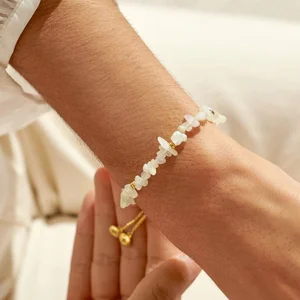 MANIFESTONES | WHITE JADE | Gold Plated | Bracelet | 24.5cm adjustable - image 3