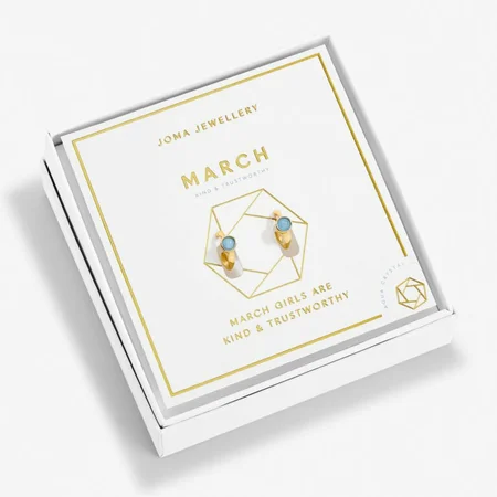 BIRTHSTONE HOOP EARRING | MARCH | Gold Plated | Earrings - image 1