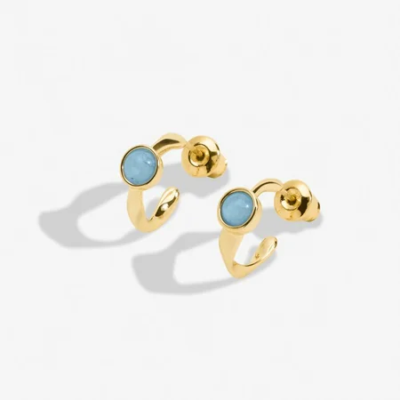BIRTHSTONE HOOP EARRING | MARCH | Gold Plated | Earrings - image 2