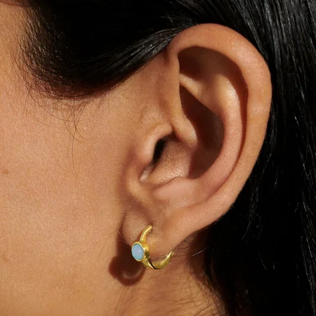 BIRTHSTONE HOOP EARRING | MARCH | Gold Plated | Earrings - image 3