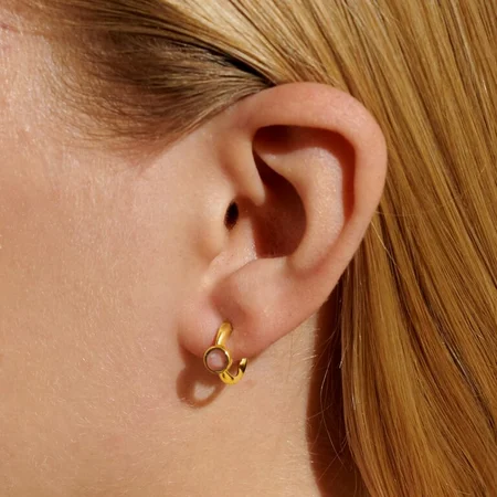 BIRTHSTONE HOOP EARRING | OCTOBER | Gold Plated | Earrings - image 3