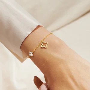 STYLE STORIES PAVE CLOVER Gold Plated Bracelet - image 3