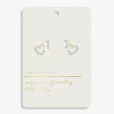 STYLE STORIES PAVE EDGE HEART Silver Plated Hoop Earrings - image 1