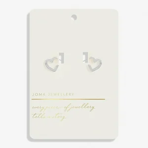 STYLE STORIES PAVE EDGE HEART Silver Plated Hoop Earrings - image 1