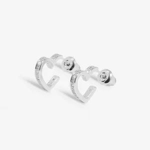 STYLE STORIES PAVE EDGE HEART Silver Plated Hoop Earrings - image 2