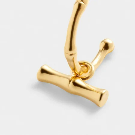 BAMBOO HOOP EARRINGS | Gold Coated | 2.3cm x 1.7cm x 0.2cm - image 2