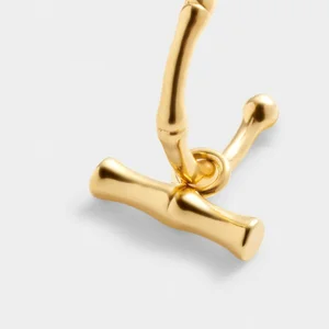 BAMBOO HOOP EARRINGS | Gold Coated | 2.3cm x 1.7cm x 0.2cm - image 2