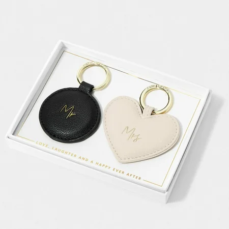 KEYRING SET | Mr AND Mrs | Black/ Eggshell | 6cm x 7cm x 2.5cm - image 1
