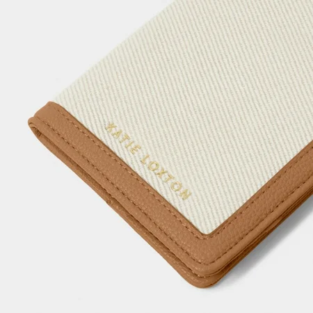 CAPRI CANVAS PASSPORT COVER | Tan / Off White | 14.5cm x 10cm x 1cm - image 3