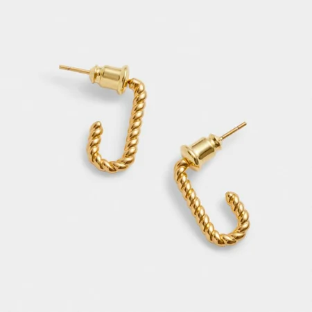 CELINE ROPE HOOP EARRINGS | Gold Coated | 1.65cm x 0.21cm x 0.82cm - image 1