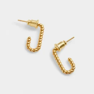 CELINE ROPE HOOP EARRINGS | Gold Coated | 1.65cm x 0.21cm x 0.82cm - image 1