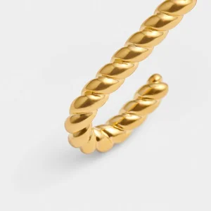 CELINE ROPE HOOP EARRINGS | Gold Coated | 1.65cm x 0.21cm x 0.82cm - image 2