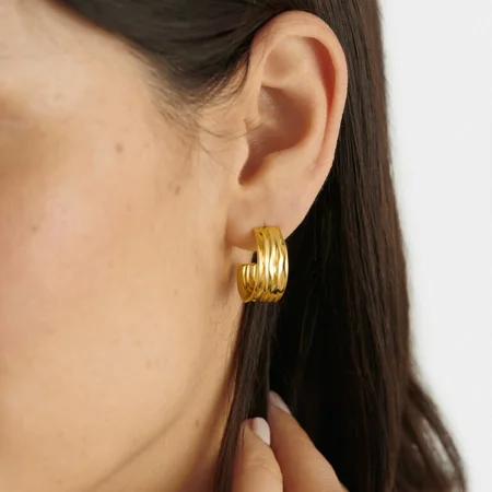 CLEYO HOOP EARRINGS | Gold Coated | 0.2cm x 0.09cm x 1.63cm - image 2