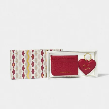 HEART KEYRING AND CARD HOLDER SET | ONE IN A MILLION | Garnet Red | 10.5cm x 19.5cm x 3cm - image 1