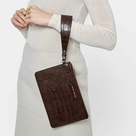 MARNI FAUX CHOC WRISTLET POUCH | Chocolate | 16cm x 24cm x 1cm - image 3