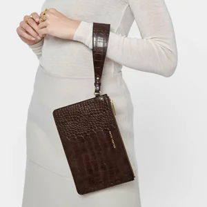 MARNI FAUX CHOC WRISTLET POUCH | Chocolate | 16cm x 24cm x 1cm - image 3