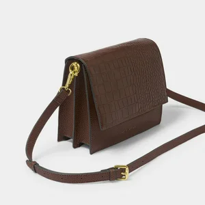 ORLA FAUX CROC CROSSBODY BAG | Chocolate | 19.5cm x 23.5cm x 8.5cm - image 1