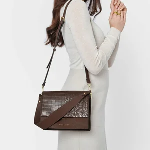ORLA FAUX CROC CROSSBODY BAG | Chocolate | 19.5cm x 23.5cm x 8.5cm - image 3