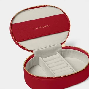 OVAL JEWELLERY BOX | A LITTLE SPARKLE | Garnet Red | 9.5cm x 17cm x 6cm - image 1