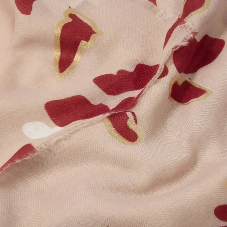 PRINTED FOIL SCARF | SCATTERED PETALS | Dusty Rose / Garnet Red/ Gold Foil | 184cm x 86cm x 1cm - image 3