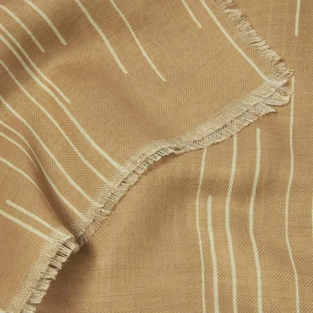 PRINTED SCARF | DASHED LINE | Camel / Off White | 184cm x 86cm x 1cm - image 3