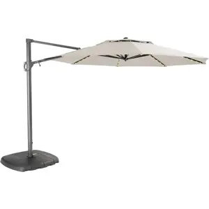 Kettler Free Arm Led Parasol 3.3m Stone With Speaker