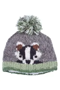 KIDS ANIMAL BOBBLE HAT BASIL THE BADGER