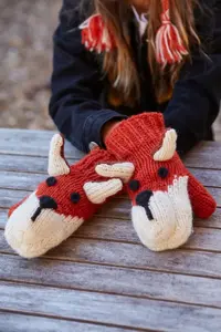 KIDS ANIMAL MITTENS FOX