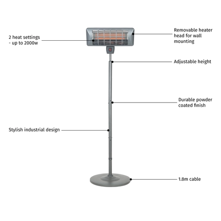 LH Grey Standing Heater Quartz - image 2