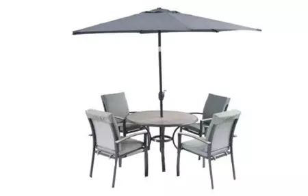 L/Grow Turin 4 Seat Dining Set With Parasol. - image 1