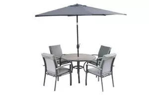 L/Grow Turin 4 Seat Dining Set With Parasol. - image 1