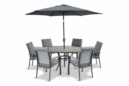 L/Grow Turin 6 Seat Dining Set With Parasol - image 1