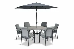 L/Grow Turin 6 Seat Dining Set With Parasol - image 1