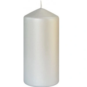 Matt Velvet Pillar Candle SILVER