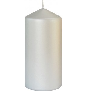 Matt Velvet Pillar Candle SILVER