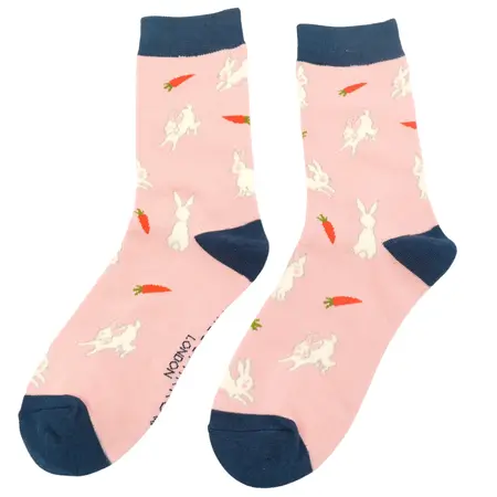 Bunnies & Carrots Socks Dusky Pink