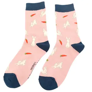 Bunnies & Carrots Socks Dusky Pink